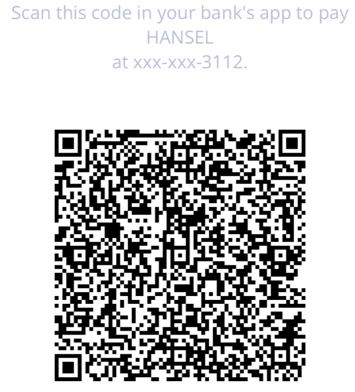 Zelle QR code to send a gift to Hansel Lopez
